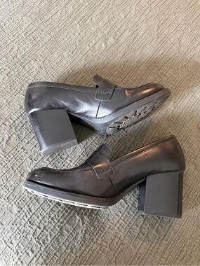 Born Black Leather Block Heel Loafers Y2K Preppy Old School Clueless